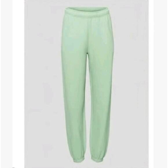 TNA Aritzia Pastel Green Cozy Extra Fleece Elastic Waist Lounge Sweatpants Sz M - Picture 1 of 11